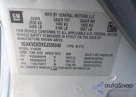 2012 Buick Enclave Leather from USA, damaged, VIN 5GAKVCEDXCJ336049